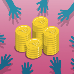 Hands coveting a pile of gold