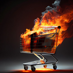 symbole de l'inflation - caddie en feu