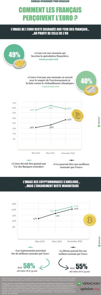 Infographie comment les français perçoivent l'euro face à l'or et aux cryptomonnaies