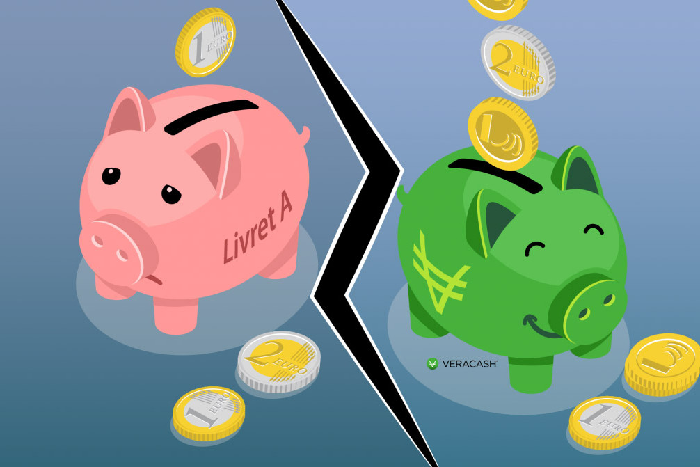 Illustration tirelire cochon piggy pièce or euros livret a compte veracash