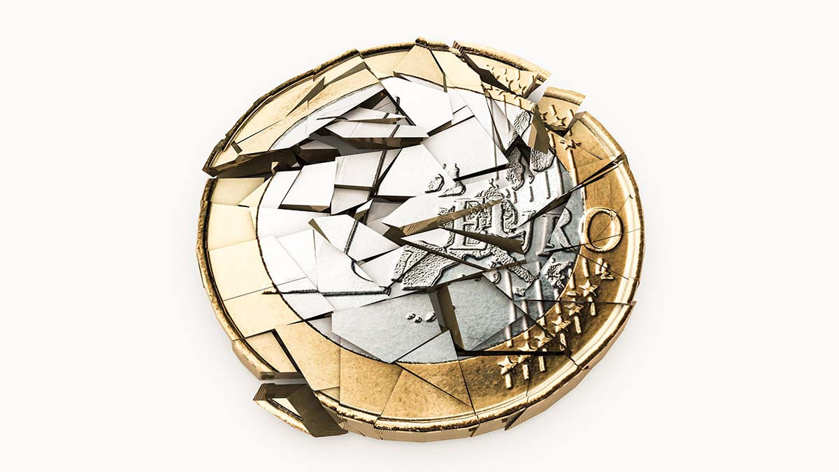 pièce en euro fragmentée
