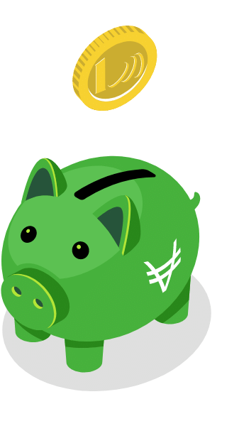 piggy bank with a VeraCash logo and a gold VeraValor
