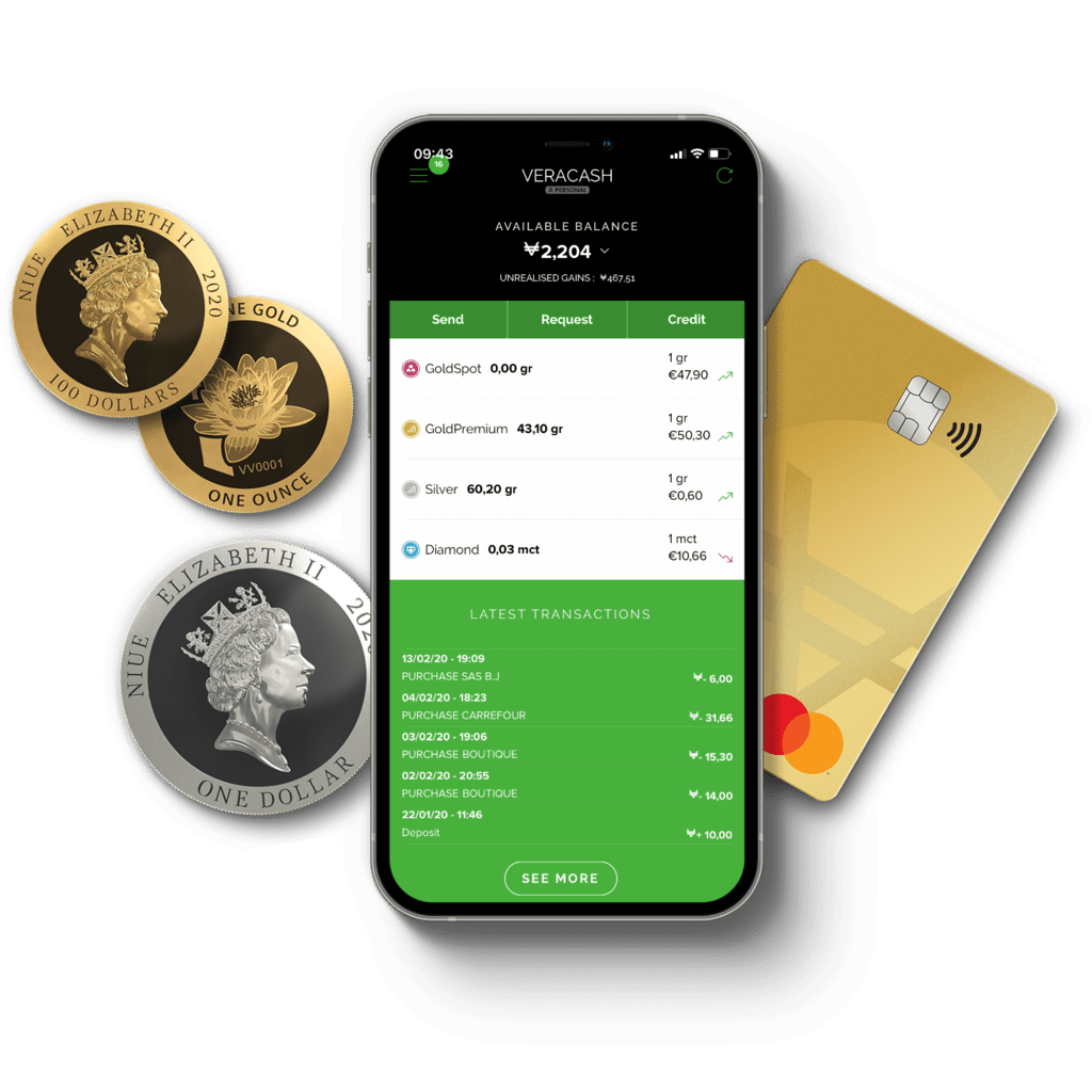VeraCash mobile App and Mastercard backed by gold and silver bullion coins