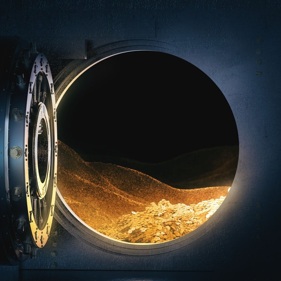 chambre forte ouverte sur une montagne d'or - article sur la tokenisation