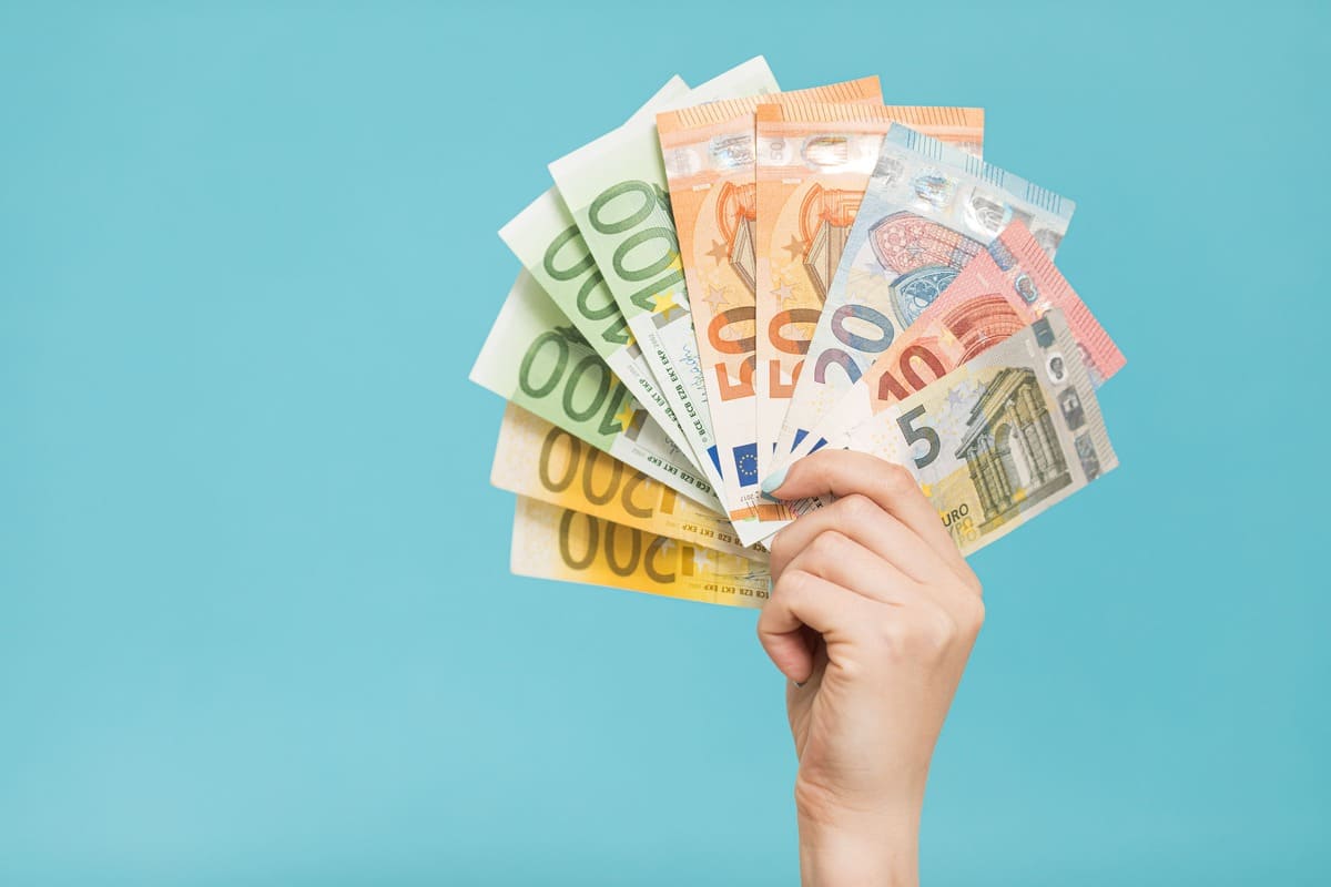 main avec des billets en euro