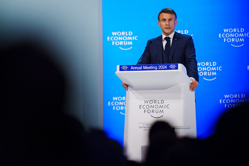 Président Emmanuel Macron durant le forum de Davos