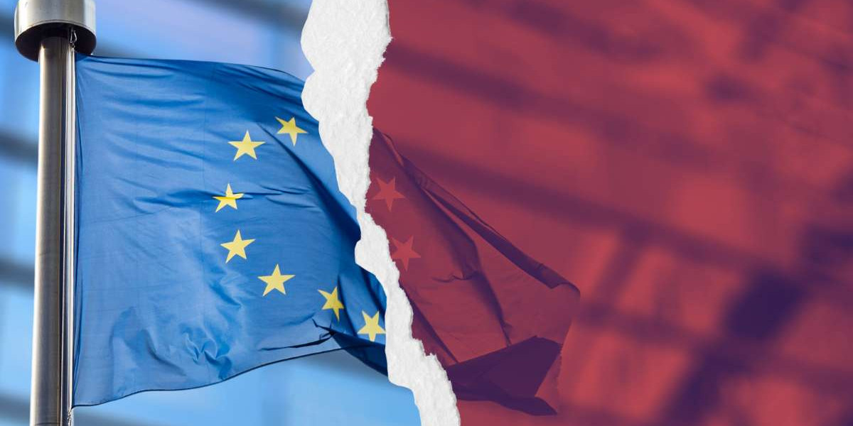 drapeau de l'union européenne qui vire au rouge - article récession 2024