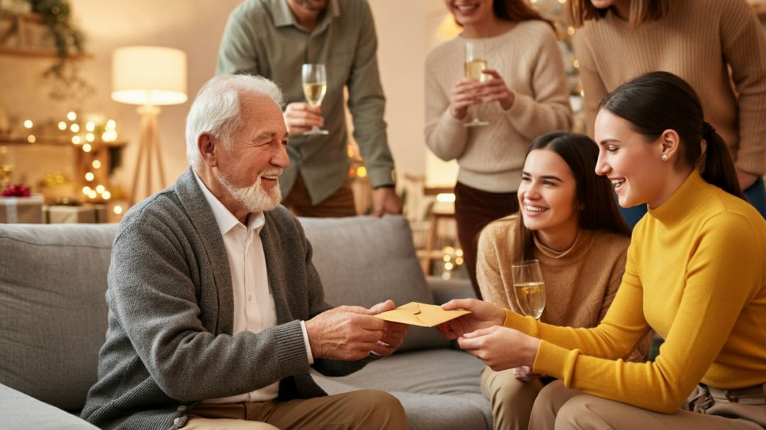 Senior faisant une transmission à sa petite fille lors d'un anniversaire