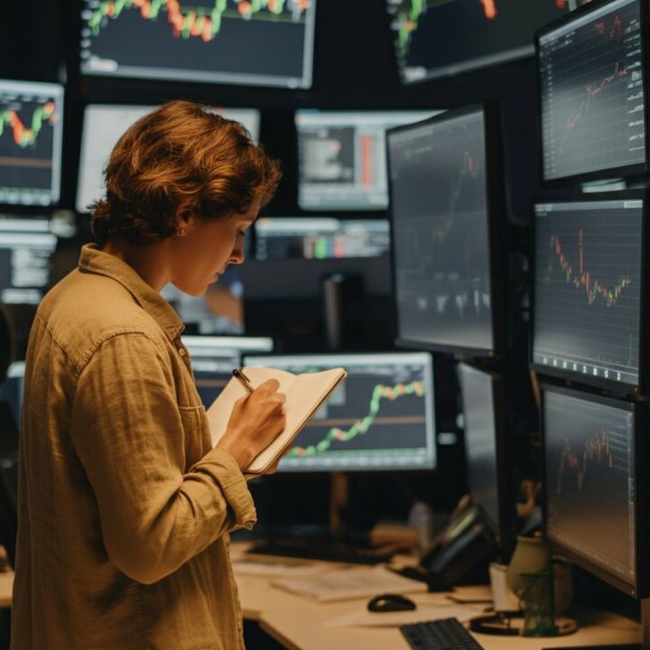 femme dans une salle des marchés - page glossaire économie