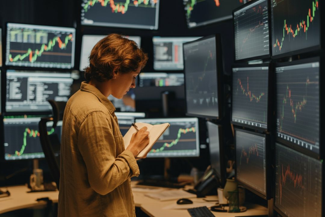 femme dans une salle des marchés - page glossaire économie