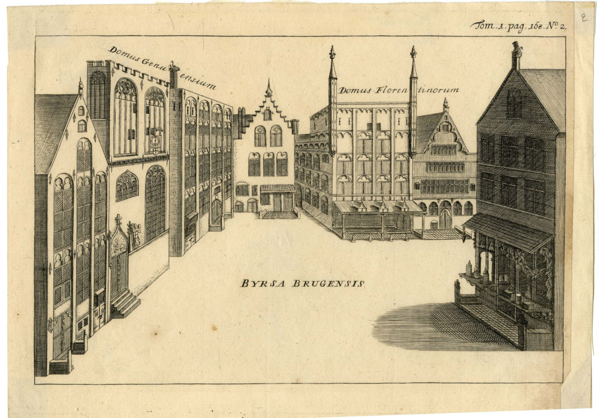 La Bourse de Bruges - Extrait d'Antonius Sanderus, Flandria Illustrata, 1641 © NBBMuseum