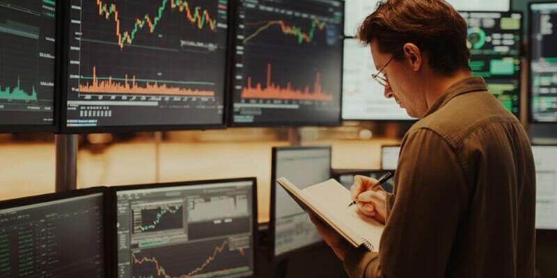 Trader en train d'analyser des graphiques financiers