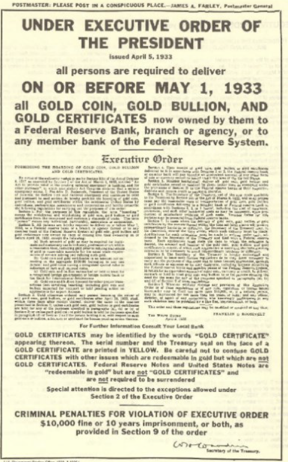 Réquisition Or Américains 1933